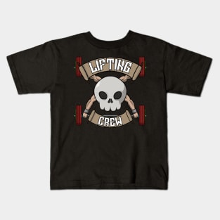 Weightlifting crew Jolly Roger pirate flag Kids T-Shirt